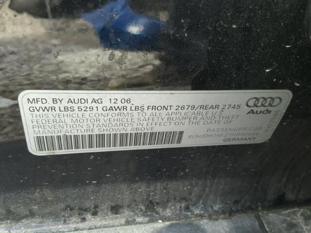 WAUDH74F27N090666 - 2007 AUDI A6 BLACK photo 10