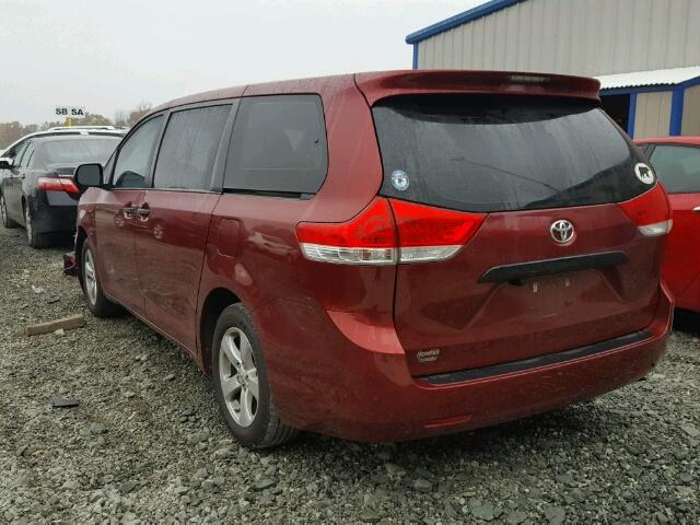 5TDZK3DC0CS258818 - 2012 TOYOTA SIENNA BAS BURGUNDY photo 3