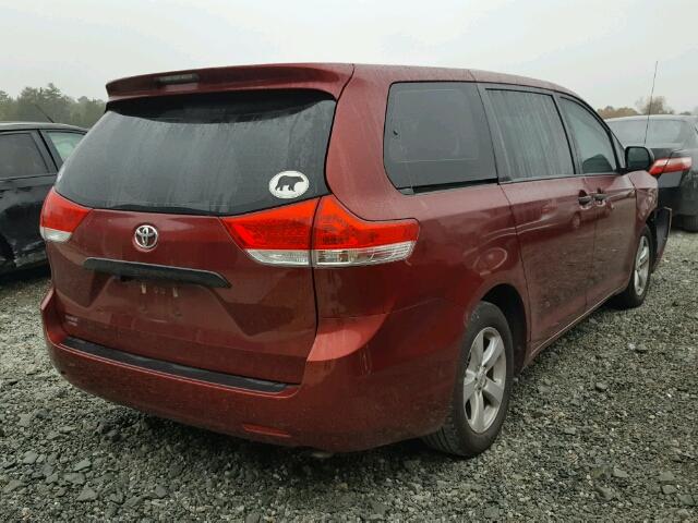 5TDZK3DC0CS258818 - 2012 TOYOTA SIENNA BAS BURGUNDY photo 4