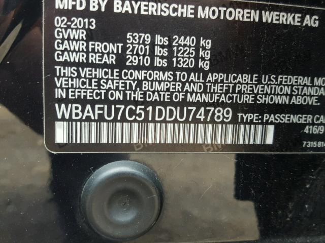 WBAFU7C51DDU74789 - 2013 BMW 535 XI Mavi fotoğraf 10
