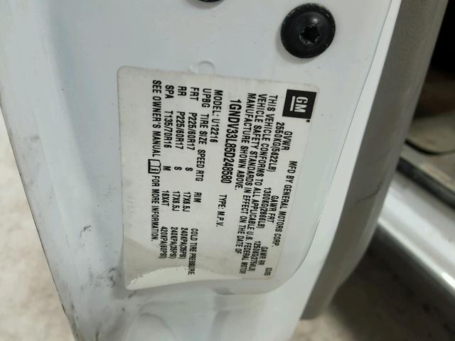 1GNDV33L85D248580 - 2005 CHEVROLET UPLANDER L 白色 照片 10