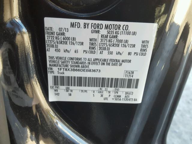 1FT8X3B66DEB83673 - 2013 FORD F350 SUPER BLACK photo 10