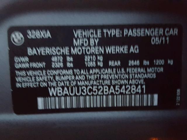 WBAUU3C52BA542841 - 2011 BMW 328 XI GRAY photo 10