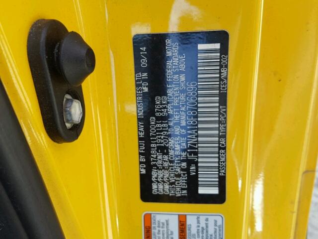 JF1ZNAA18F8706896 - 2015 TOYOTA SCION FR-S ყვითელი ფოტო 10