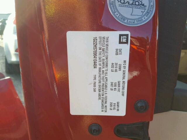 1G2ZH578964104484 - 2006 PONTIAC G6 GT RED photo 10