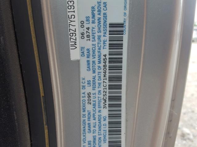 3VWCS21C71M408454 - 2001 VOLKSWAGEN NEW BEETLE Gümüş foto 10