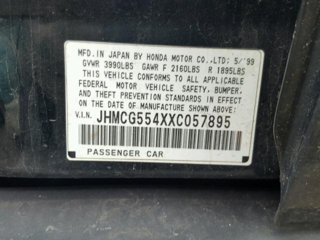 JHMCG554XXC057895 - 1999 HONDA ACCORD LX GREEN photo 10