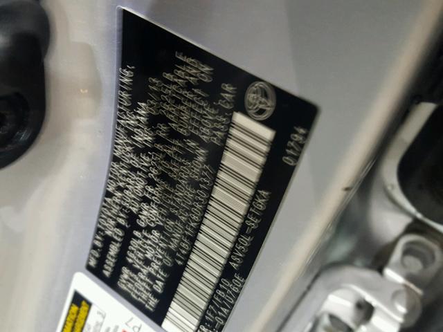 4T4BF1FK8DR301377 - 2013 TOYOTA CAMRY L ვერცხლისფერი ფოტო 10