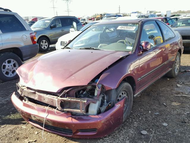 1HGEJ1254PL034213 - 1993 HONDA CIVIC EX BURGUNDY photo 2