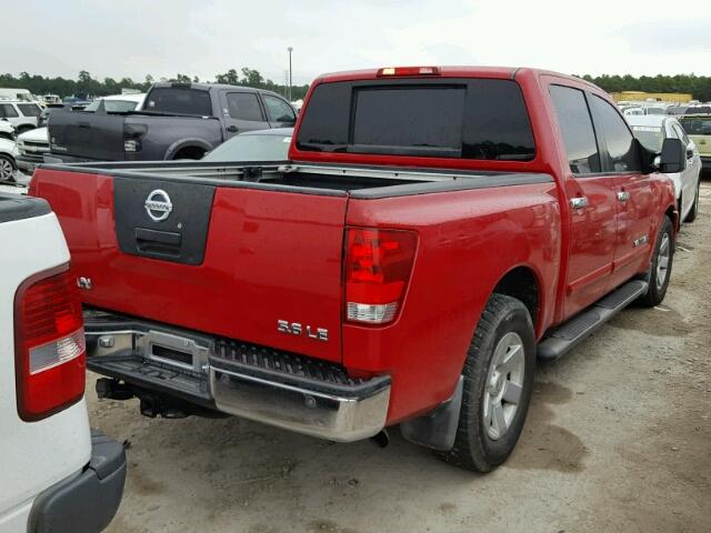 1N6BA07A76N553743 - 2006 NISSAN TITAN XE RED photo 4