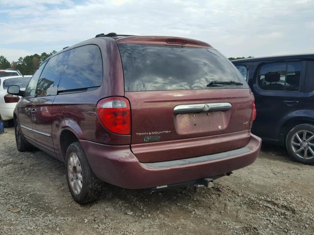 2C8GP54LX2R700286 - 2002 CHRYSLER TOWN & COU BURGUNDY photo 3