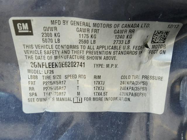 2GNFLEEK0E6202741 - 2014 CHEVROLET EQUINOX LS BLUE photo 10