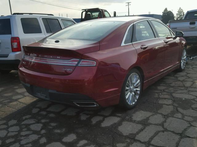 3LN6L2J9XGR618524 - 2016 LINCOLN MKZ RED photo 4