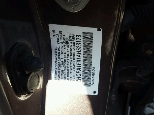 2HGFA1F91AH523173 - 2010 HONDA CIVIC EXL Boz foto 10