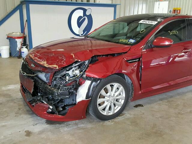 5XXGN4A75FG406527 - 2015 KIA OPTIMA EX RED photo 9