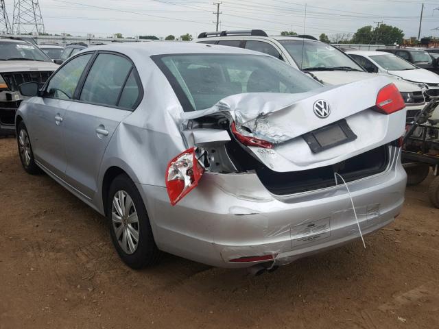 3VW2K7AJ9EM416326 - 2014 VOLKSWAGEN JETTA BASE SILVER photo 3