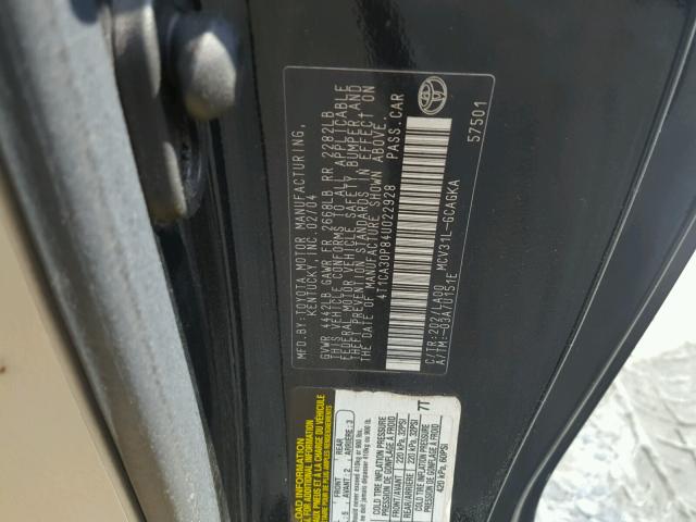 4T1CA30P84U022928 - 2004 TOYOTA CAMRY SOLA BLACK photo 10