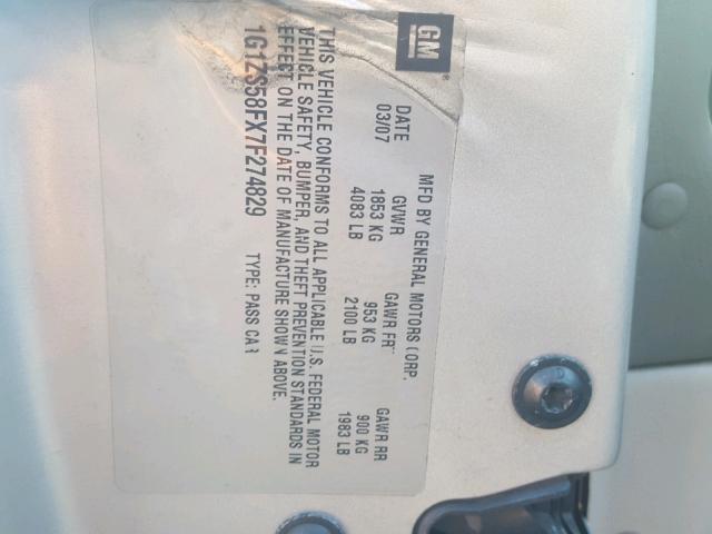 1G1ZS58FX7F274829 - 2007 CHEVROLET MALIBU LS Gümüş foto 10