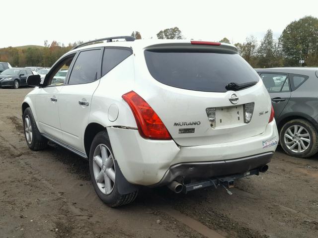 JN8AZ08W74W315887 - 2004 NISSAN MURANO SL WHITE photo 3