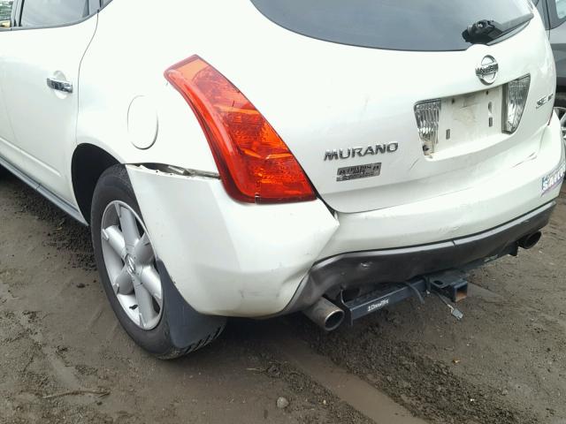 JN8AZ08W74W315887 - 2004 NISSAN MURANO SL WHITE photo 9