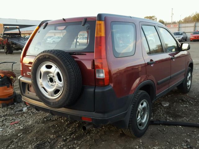 JHLRD68434C011989 - 2004 HONDA CR-V LX RED photo 4