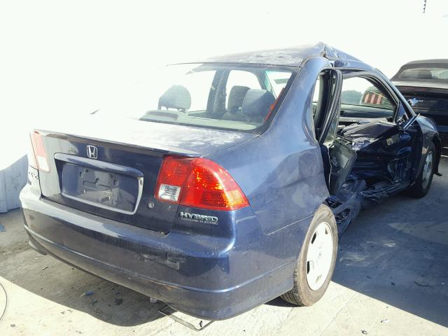 JHMES96665S012079 - 2005 HONDA CIVIC HYBR BLUE photo 4