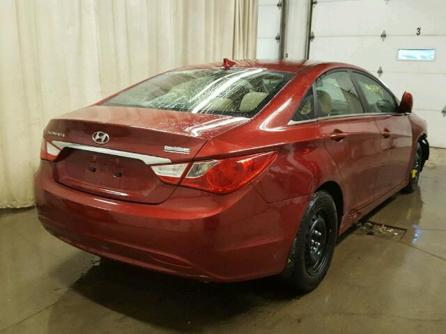 5NPEB4ACXCH340005 - 2012 HYUNDAI SONATA GLS RED photo 4