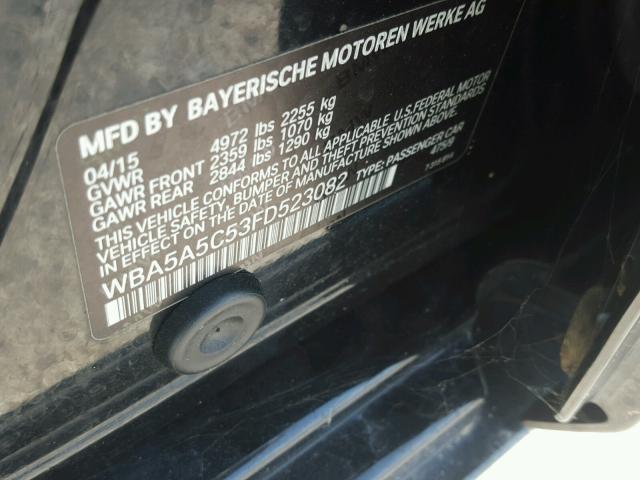 WBA5A5C53FD523082 - 2015 BMW 528 I BLACK photo 10