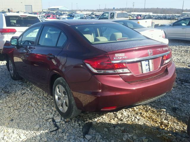 2HGFB2F53DH551884 - 2013 HONDA CIVIC LX MAROON photo 3