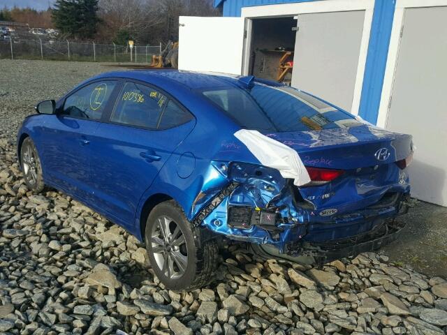 KMHD84LF0HU252199 - 2017 HYUNDAI ELANTRA SE BLUE photo 3