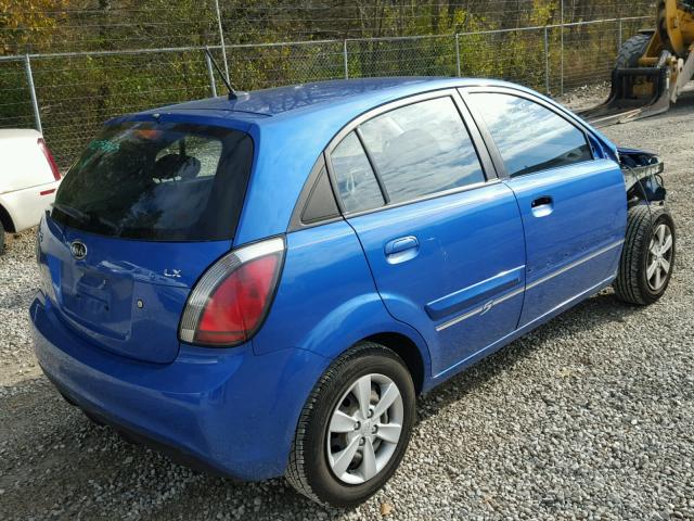 KNADH5A3XA6651213 - 2010 KIA RIO LX BLUE photo 4