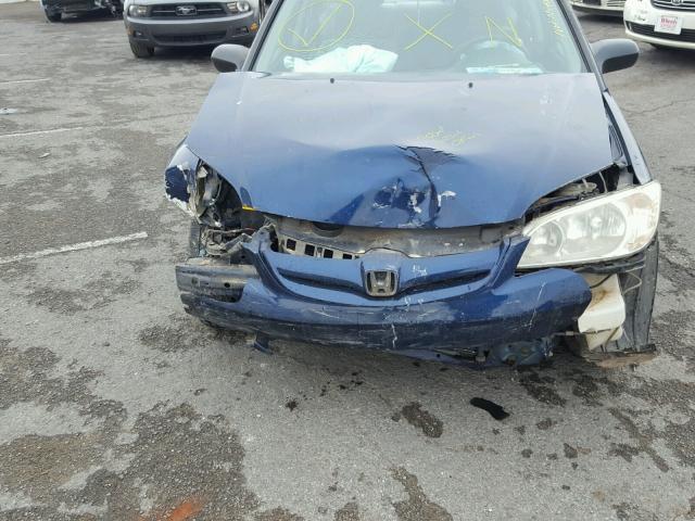 2HGES16595H502289 - 2005 HONDA CIVIC LX BLUE photo 9