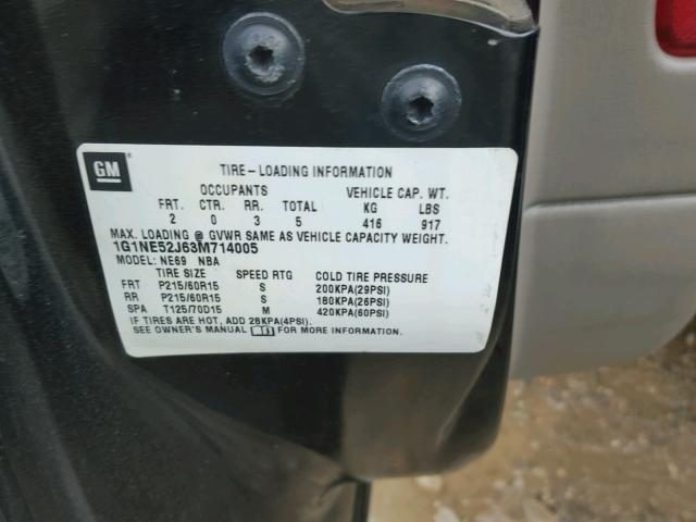 1G1NE52J63M714005 - 2003 CHEVROLET MALIBU LS შავი ფოტო 10