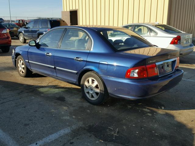 KNAGD126755402423 - 2005 KIA OPTIMA LX BLUE photo 3