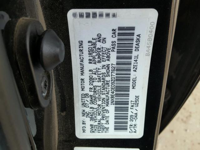 1NXBE40E09Z077627 - 2009 TOYOTA COROLLA XR 黑色 照片 10