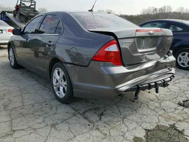 3FAHP0HA3CR262374 - 2012 FORD FUSION SE GRAY photo 3