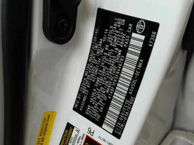 4T4BF1FK5FR446783 - 2015 TOYOTA CAMRY LE WHITE photo 10