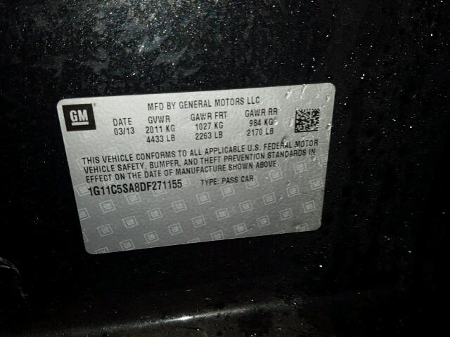 1G11C5SA8DF271155 - 2013 CHEVROLET MALIBU 1LT BLACK photo 10