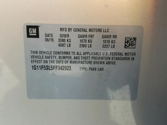 1G11F5SL5FF342923 - 2015 CHEVROLET MALIBU LTZ 棕色 照片 10