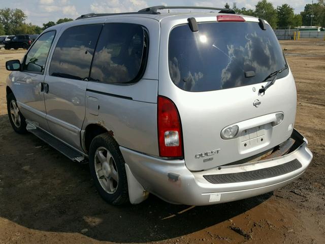 4N2ZN16T02D810527 - 2002 NISSAN QUEST SE SILVER photo 3