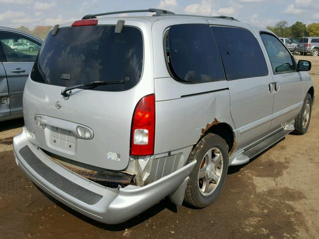 4N2ZN16T02D810527 - 2002 NISSAN QUEST SE SILVER photo 4