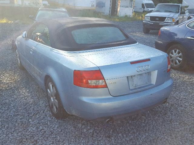 WAUDT48H74K027195 - 2004 AUDI A4 QUATTRO BLUE photo 3