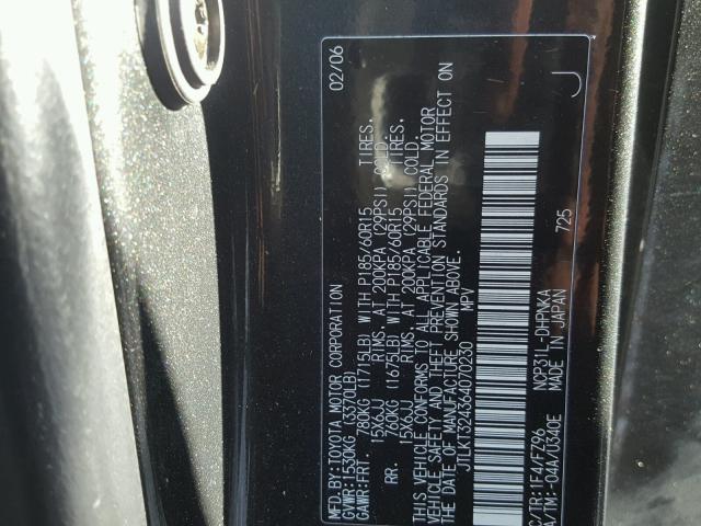 JTLKT324364070230 - 2006 TOYOTA SCION XB შავი ფოტო 10