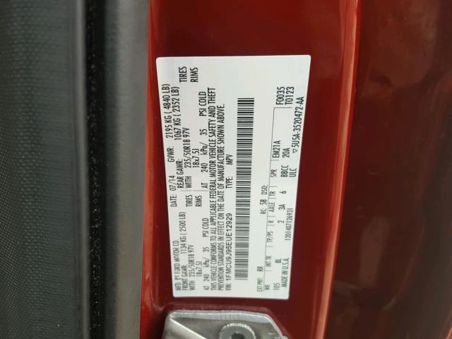 1FMCU9J95EUE12929 - 2014 FORD ESCAPE TIT RED photo 10