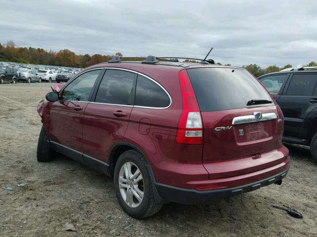 5J6RE4H70BL010444 - 2011 HONDA CR-V EXL BURGUNDY photo 3