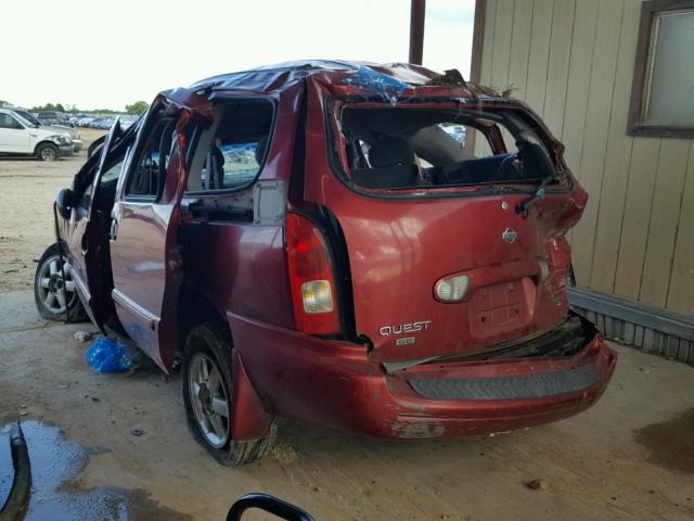 4N2ZN16T21D825206 - 2001 NISSAN QUEST SE RED photo 3