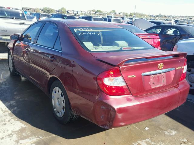 JTDBE30K220023666 - 2002 TOYOTA CAMRY LE MAROON photo 3