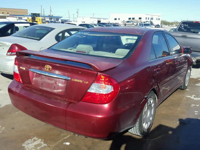 JTDBE30K220023666 - 2002 TOYOTA CAMRY LE MAROON photo 4