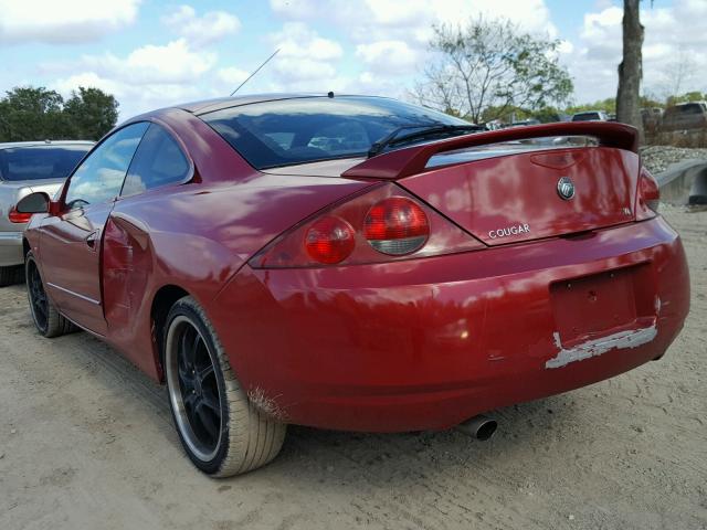 1ZWFT61L1X5661880 - 1999 MERCURY COUGAR V6 RED photo 3