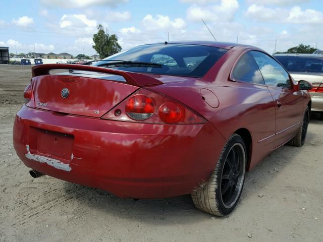 1ZWFT61L1X5661880 - 1999 MERCURY COUGAR V6 RED photo 4